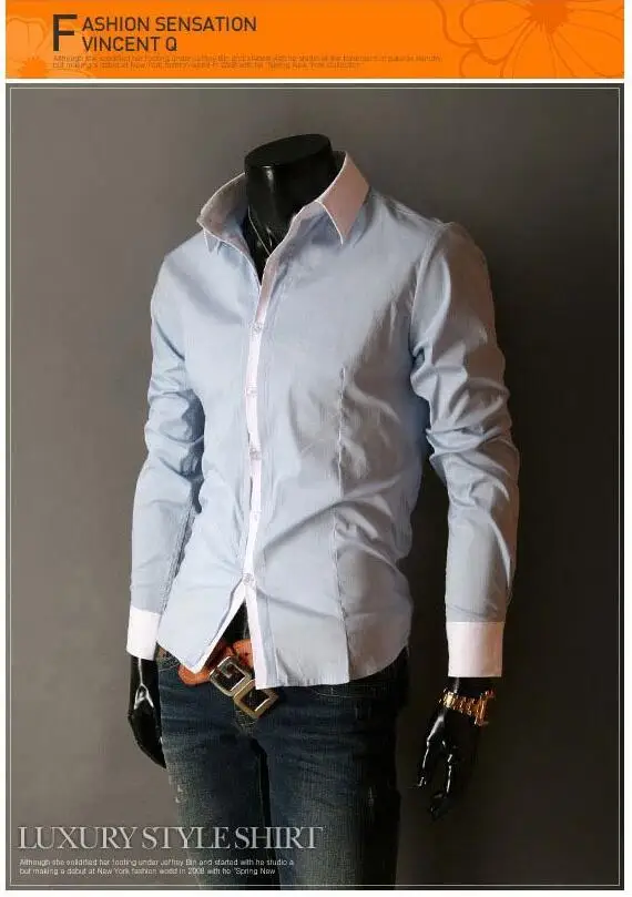 Мужские рубашки с длинным рукавом белые топы модные однотонные повседневные рубашки приталенная Простая мужская одежда черный серый