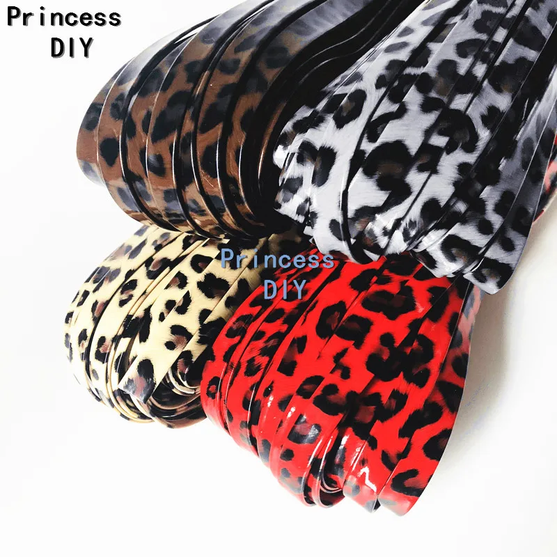 

5M/L Hand Material Print 3/8'' Leopard PU Ribbon 10mm Faux PU Leather Ribbon Cord Bias DIY Chocker Collar Book Planner Accessory