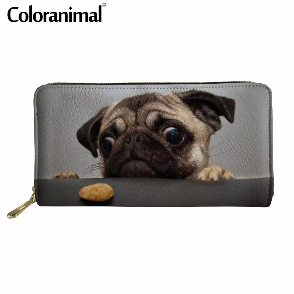 Coloranimal 18 新着レディースメンズカジュアルクレジットカード Pu デザイン長財布かわいいペットパグ犬プリントレディースファッション 財布 Designer Purse Fashion Pursepurse Designer Aliexpress
