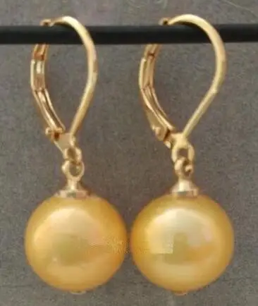 

free shipiing NEW 11-12MM GOLD ROUND PEARL EARRING 14K/20 GOLD