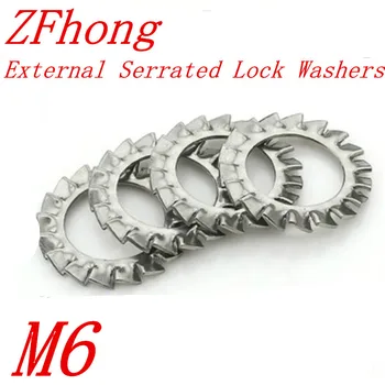 

100pcs DIN6798A M6 A2 Stainless Steel External Serrated Lock Washers Washer