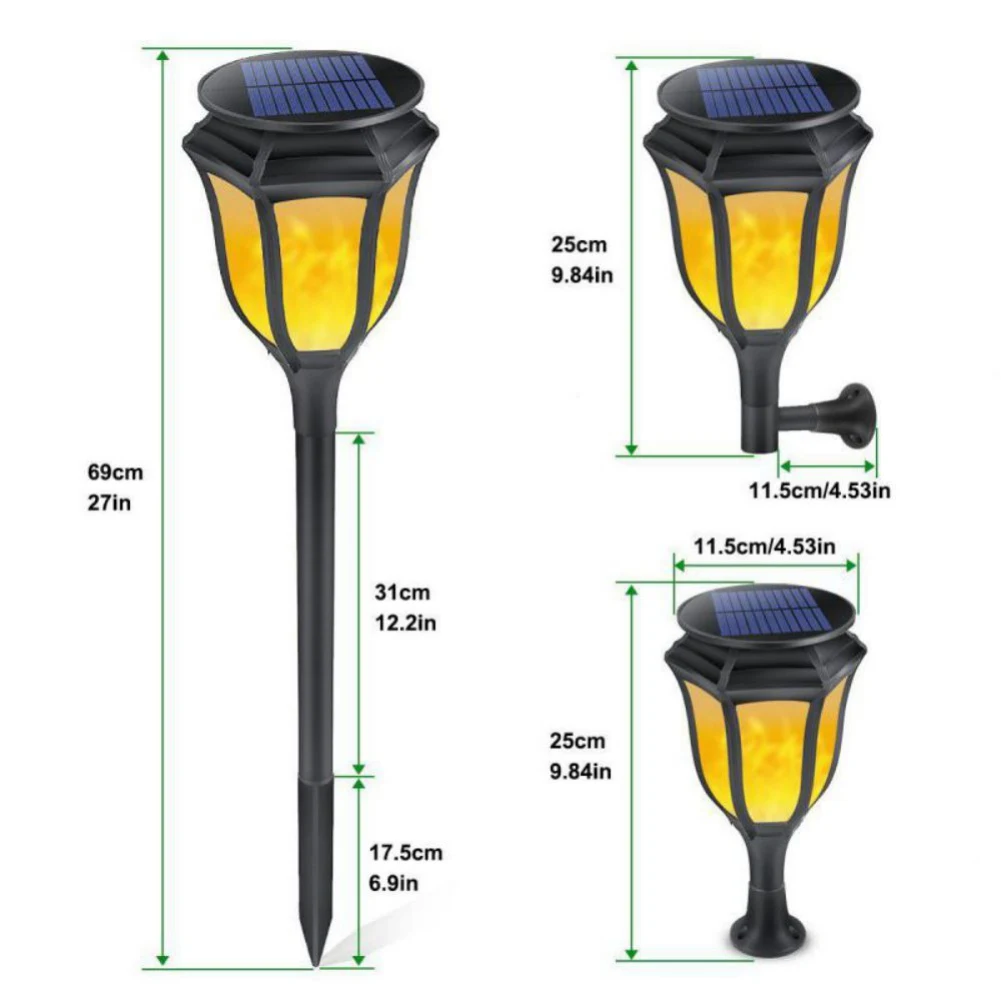 Наружный Декор лампа солнечная лампа Солнечный настенный светильник s IP65 водонепроницаемый теплый белый ночной Светильник 66 светодиодов мерцающий огонь фонарь светильник s - Испускаемый цвет: 96led 4pcs