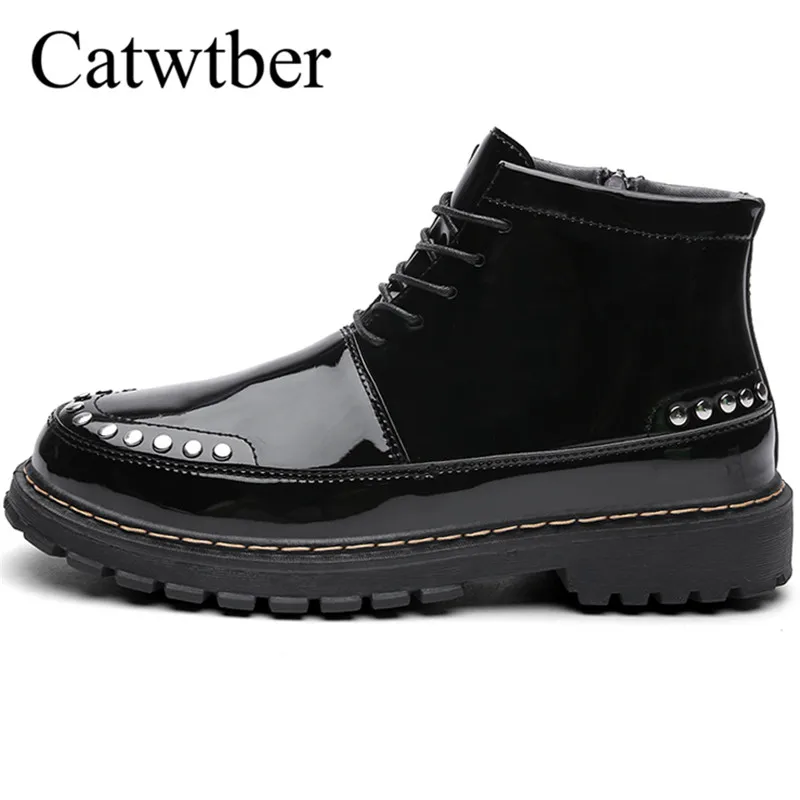 

Catwtber Leather Men Boots Autumn Winter Ankle Boots Fashion Casual Footwear Lace Up Shoes Men High Quality Men Shoes Business