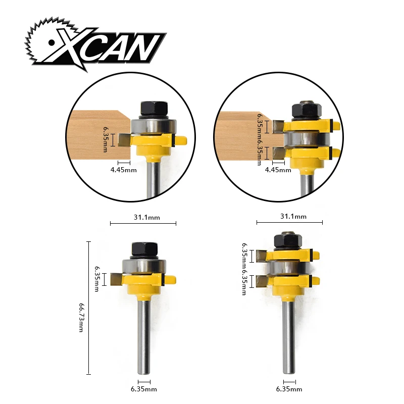 2pcs/set Router bit 1/4'' shank Router Bit Set Wood Cutting Tool T Slot