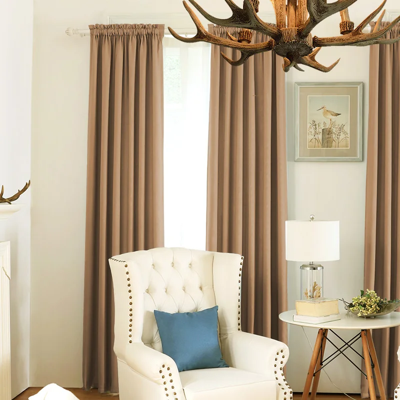 80% Blackout Drape Curtains Living Room Soft Plain Finished Panel Curtains Bedroom Coffee Blind