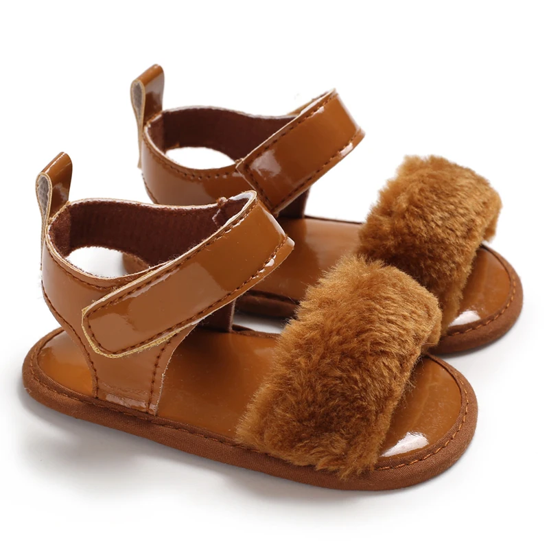 

Fashion Newborn Baby Girl Faux Fur Baby Shoes Summer Cute Toddler Infant Print Flower Princess Kid Shoes First Walkers