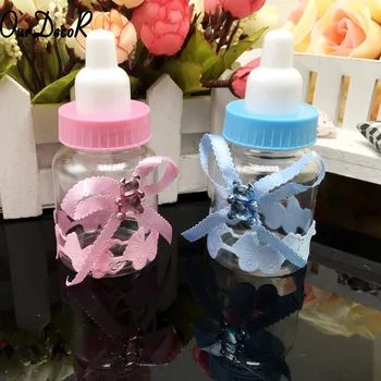

60pcs/lot Milk Bottle Candy Box Party Supplies Baby Feeding Bottle Wedding Favors and Gifts Box Baby Shower Baptism Decoration