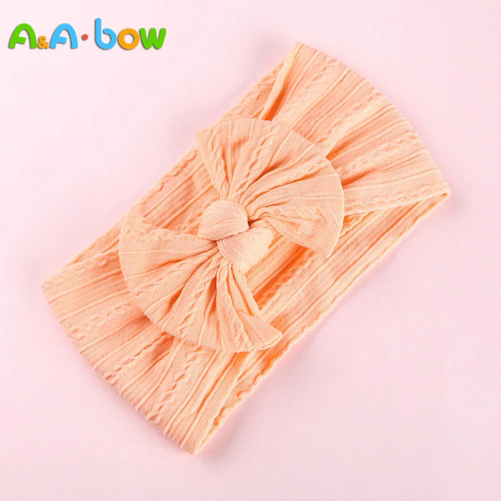 1pcs Cable Knit Nylon Bow Headwrap, One size fits all nylon headbands, wide nylon headbands, baby headbands, Knot bow headwear best Baby Accessories Baby Accessories