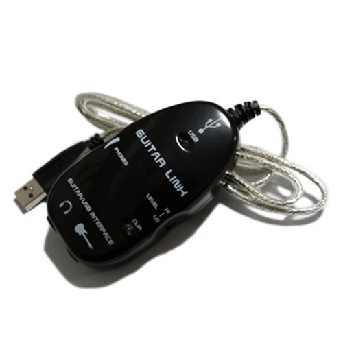 Black Guitar to USB Interface Link Cable Audio Adapter for