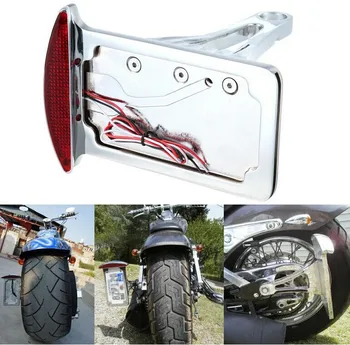 

Aftermarket free shipping motorcycle partsChrome License Plate Assembly LED Tail Brake Light for Side Mounted Verticle chromed