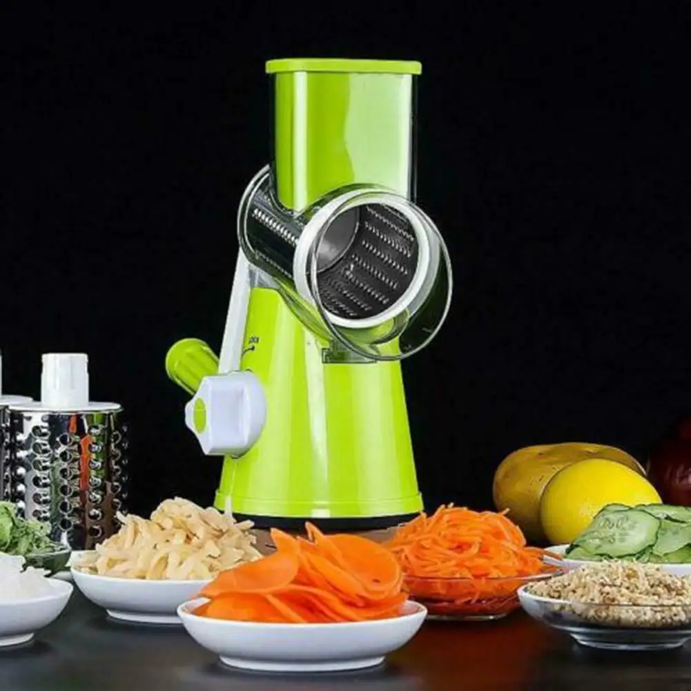 Rotary Hand Grater Vegetable Slicer with Multifunction Fine Shredding Blade Grater for Kitchen Cooking Curly Fries Salads Pasta