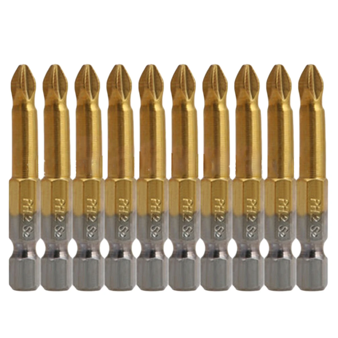 

10pcs/5pcs Titanium Coated 1/4" Hex Shank PH2 50mm length Anti Slip Electric Screwdriver Bits with Magnetic Tip Power Tools