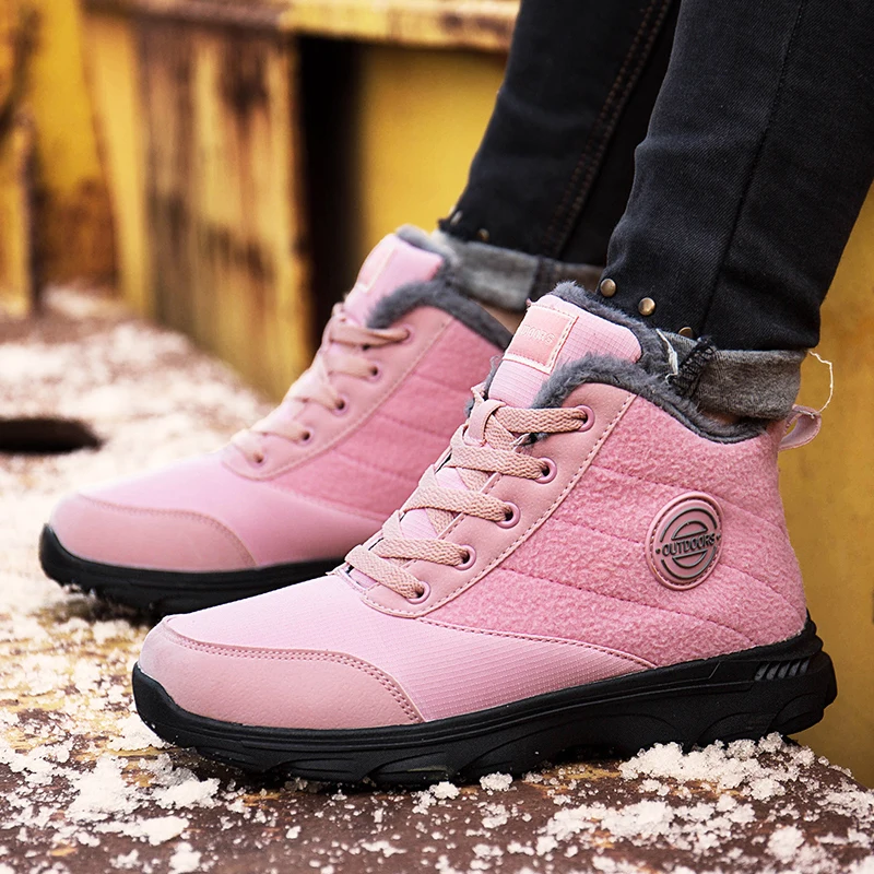 

Womens Shoes Winter Fur Boots Lace Up Anti-slip Warm Sneakers Fashion Female Snow Boots Comfortable Outdoor Shoes Plush Zapatos