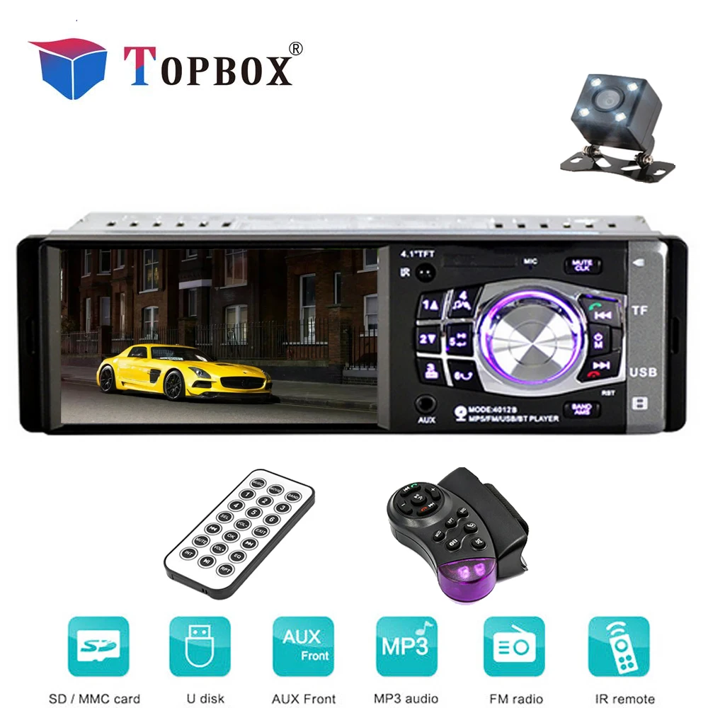 

Camecho 4012B 4.1 inch 1 Din Car Radio Auto Audio Stereo FM Bluetooth Support Remote Control Rear View Camera