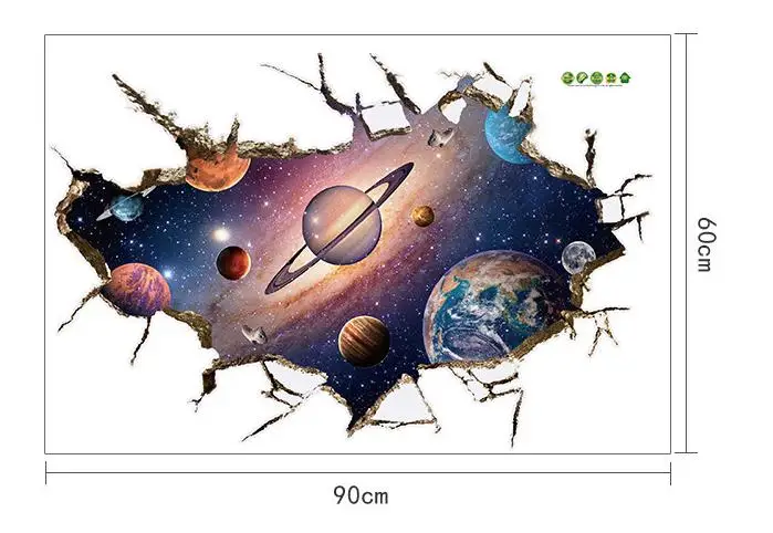 Новые 3D наклейки на стену с изображением космоса, большой планеты для детских комнат, галактика, настенная наклейка, домашний декор, подарок для детей, плакат - Цвет: SK9066B