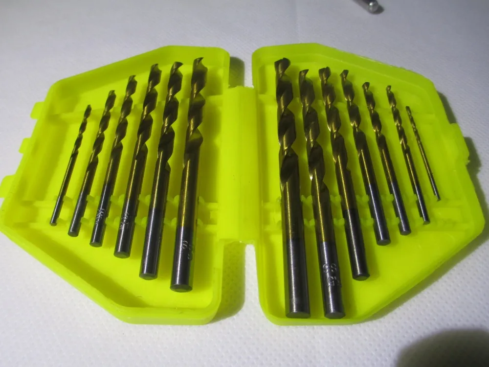 Fixmee 13Pcs Butterfly Box Titanium HSS Twist Drill Bit Set Inch Metric