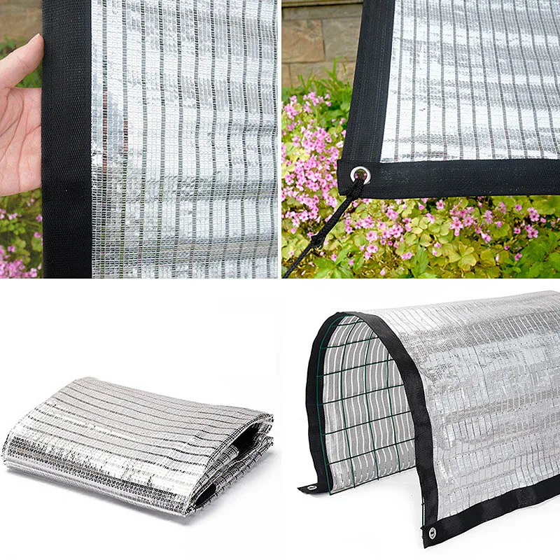 Reflectante de aluminio neto sombra aislamiento protector solar planta de tela cubierta de la ventana solar flores mallas sombra jardín Reflectante de aluminio neto sombra aislamiento protector solar planta de tela cubierta de la ventana solar flores mallas sombra jardín