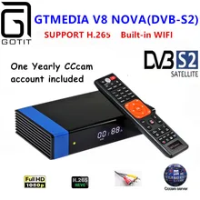 GT Media V8 Nova RCA DVB-S2 Satellite Receiver H.265 built-in WIFI +1 Year Europe Spain Germany Italy Portugal CCcam TV Box