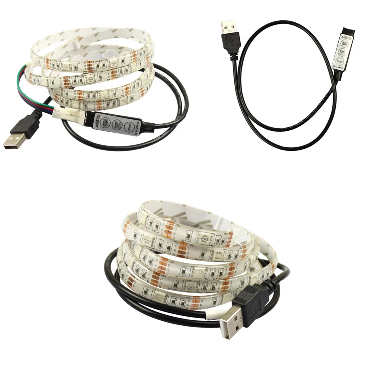 Водонепроницаемая светодиодная лента 5 В 50 см 1 м 2 USB световая лампа SMD5050 для