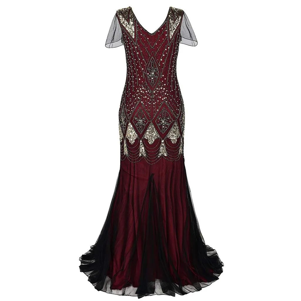 Womail женское платье элегантное вечернее платье больших размеров с блестками, кружевные вечерние платья с воланами для выпускного вечера, вечернее платье vestidos de fiesta, новинка - Цвет: Wine