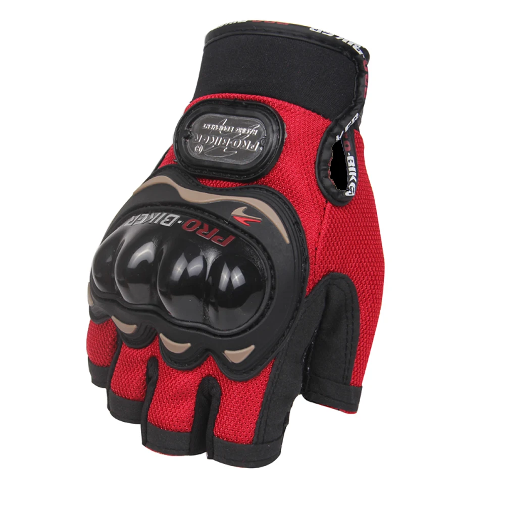 PRO-BIKER мотоциклетные перчатки, мотоциклетные гоночные перчатки с полупальцами, летние мото перчатки для езды на мотоцикле, гоночные велосипедные защитные перчатки, M-XXL - Цвет: Красный