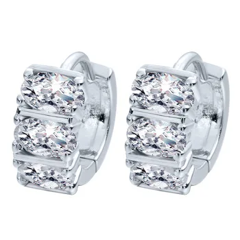 1Pair Round Hoop Earing 18K Gold Platinum Plated Earring Crystal Princess CZ Zircon Pave Wedding Jewelry For Women A1581