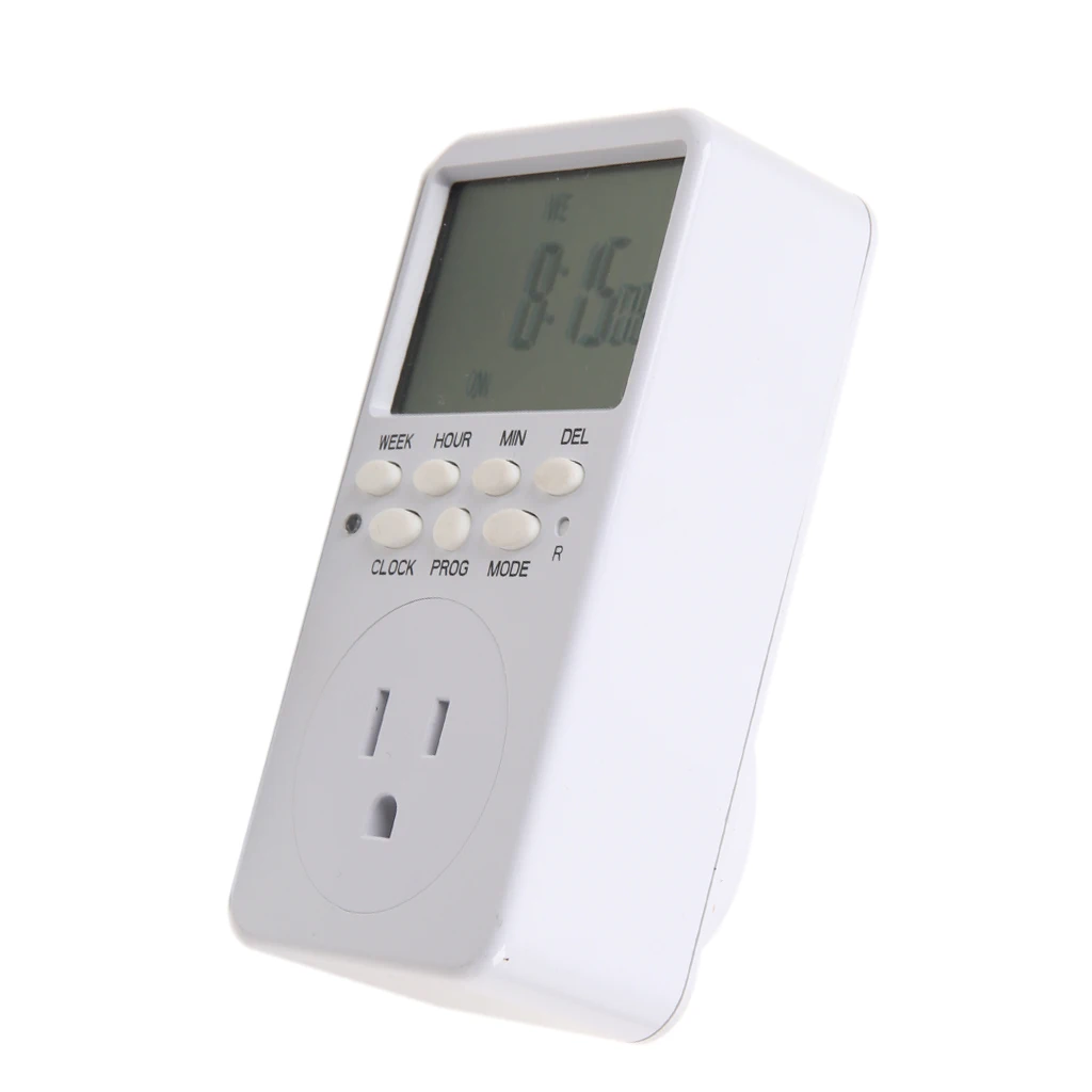 7 Day / 24 Hour Programmable Digital Weekly Light Switch Timer US Plug for Home Appliance Electrical Outlet Socket
