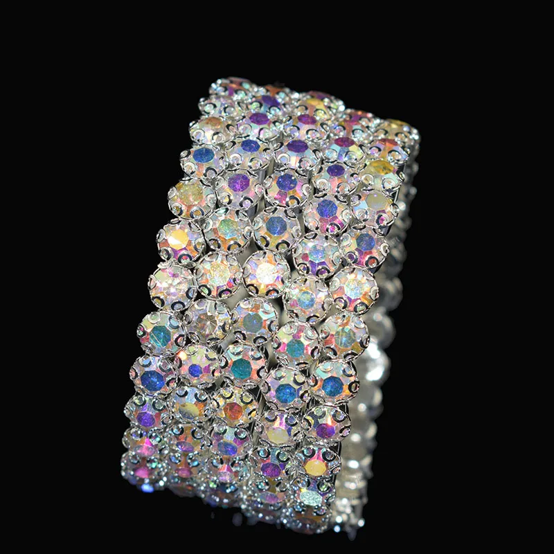 Fashion Bridal Jewelry Three Five Rows Crystal Rhinestones Color Bracelets for Women Wedding Full Rhinestone Hand Wrist Bracel crystal bracelets,bangle bracelet,stone bracelet
