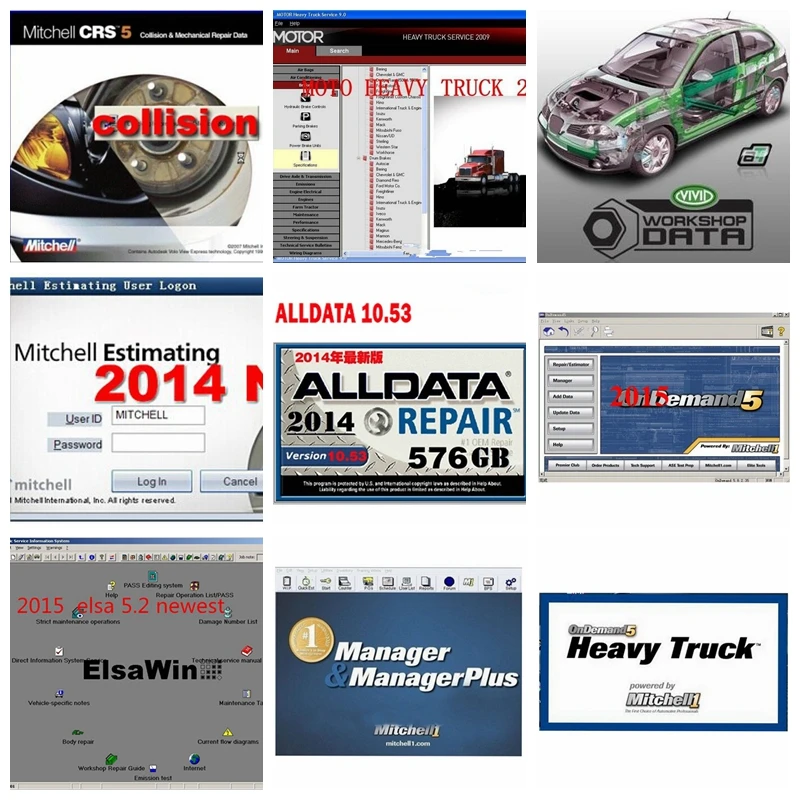 Alldata v10.53 + 2015 Mit // chell OD5 Elsawin Vivid Workshopdata ATSG тяжелый грузовик 50in1tb usb3.0 HDD все данные