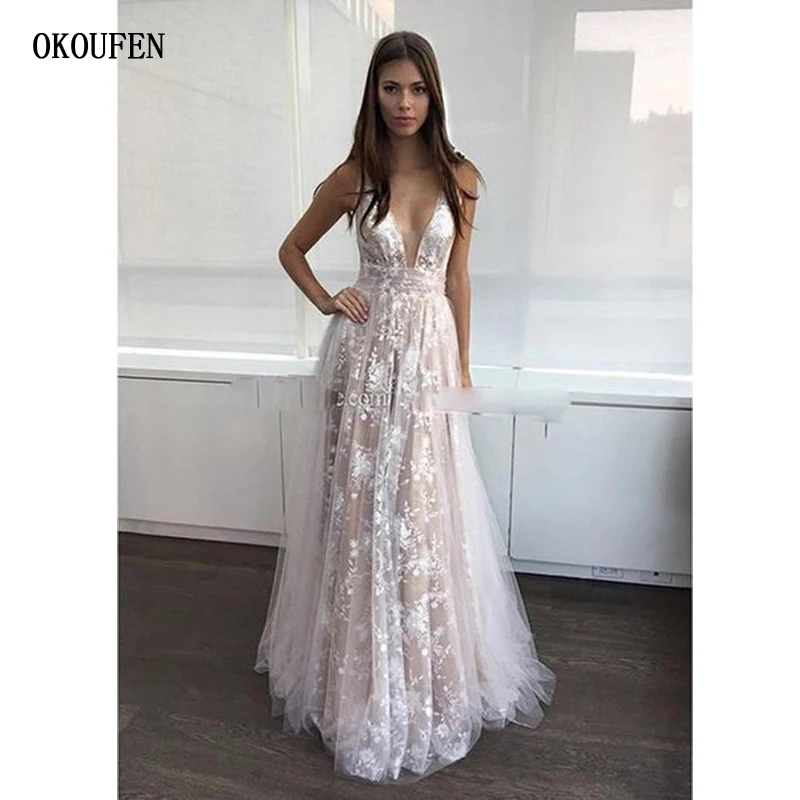 

Hot Sale Prom Dresses 2019 Plugging V-Neck Sexy Backless Formal Evening Party vestidos de fiesta noche largo elegant gala jurken