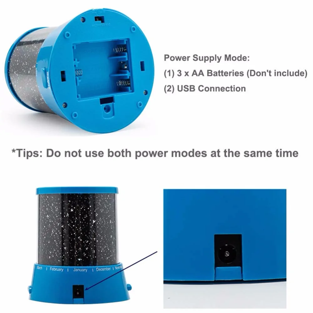Светодиодный Ночной Светильник проектор звездного неба с изображением луны и звезд, мастер Для детей для сна Романтический Красочный светодиодный USB проекционная лампа Батарея