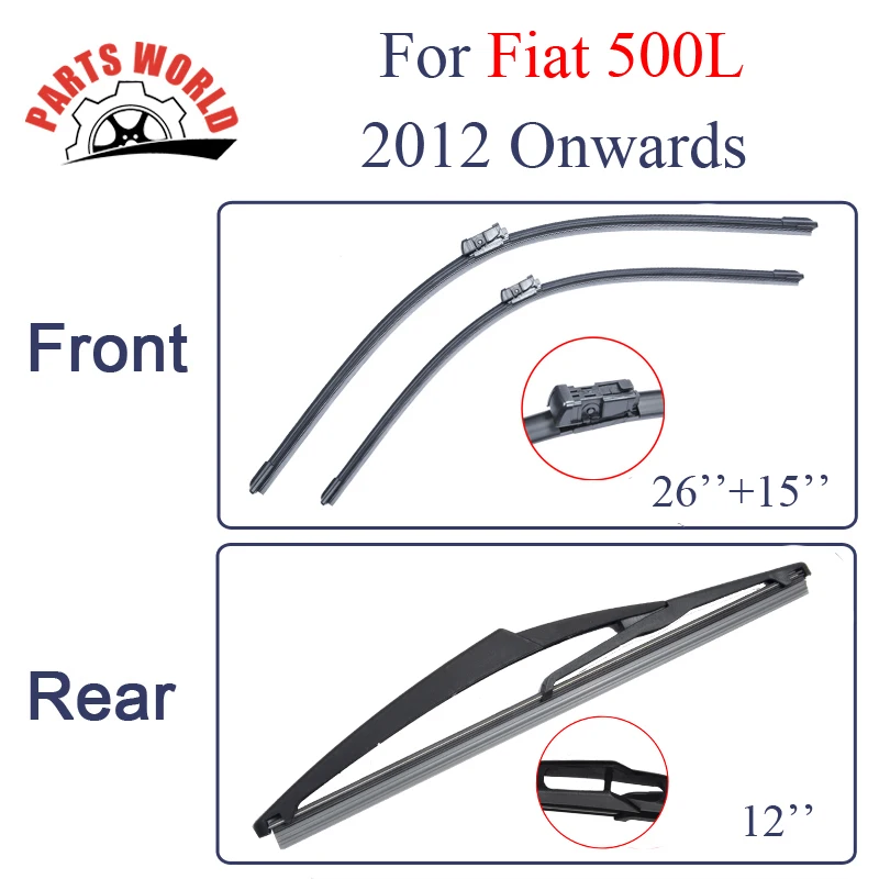 Front And Rear Wiper Blades For Fiat 500L 2012 2016 Windscreen