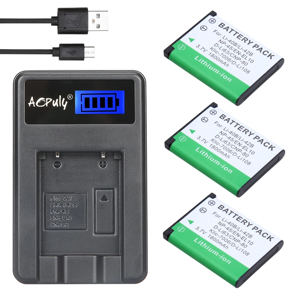 

3pcs LI-40B LI 40B LI-42B LI 42B LI42B Battery + LCD USB Charger for Olympus for FUJIFILM fuji NP-45 NP 45 NP45 NP 45A 45B 45S