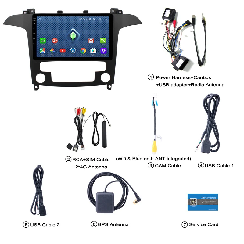 Sale 4G Lte All Netcom 9 inch Android 8.0 full touch screen car multimedia system For Ford S-Max Galaxy 2007-2008 gps navigation 4