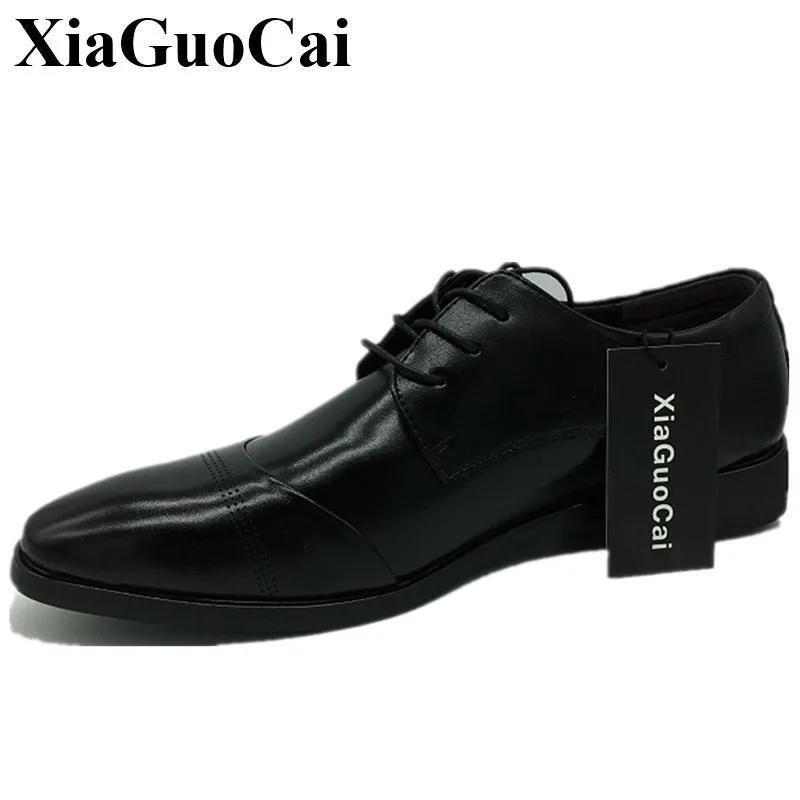 Big szie 37-47 Man Leather Shoes Oxford Business footwear point Toe Solid Lace-Up Black Breathable Dress Men Formal Shoes Y318 (3)