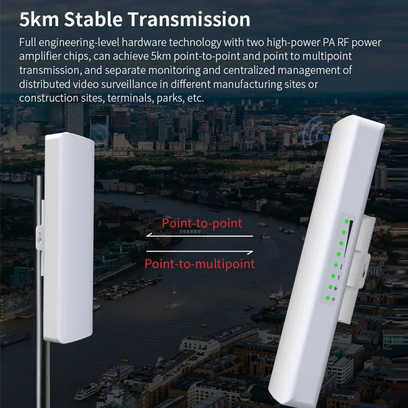 

900Mbps 5.8G Outdoor Wireless Bridge High Power 5KM WIFI CPE Access Point Dropshipping