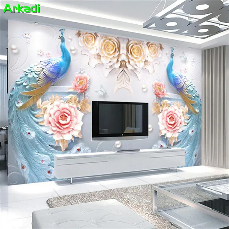 Three dimensional 3D living room blossom rich wallpaper mural simple 5D