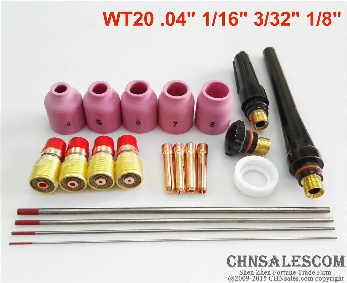 Комплект газовых линз CHNsalescom для сварочных горелок TIG WP 17/18/26 Series WT20 21 шт.|Сварочные