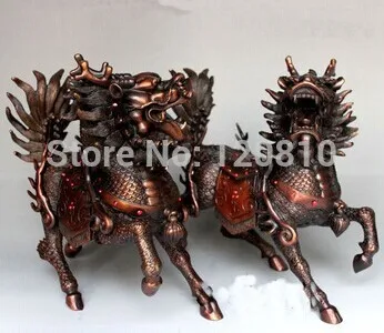 

A pair Exquisite Lucky SongZi Kirin bronze statues