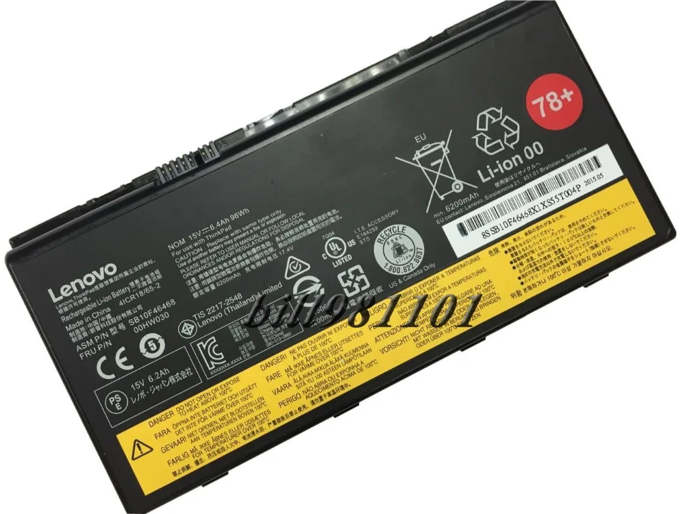 

Genuine Original Laptop Battery for Lenovo ThinkPad P70 Series FRU 00HW030 AMS FB10F46468 15v 6.4AH 96WH 4ICR18/65-2