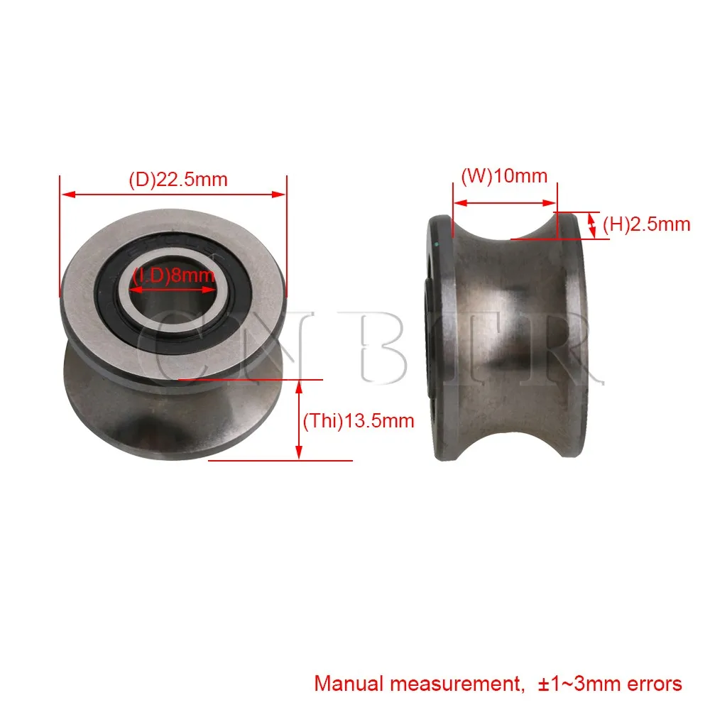 CNBTR 22,5x13,5 мм серебро 440C Нержавеющая сталь шарикоподшипник u-образный паз 8 мм ID шкив для двери проволоки колеса трек