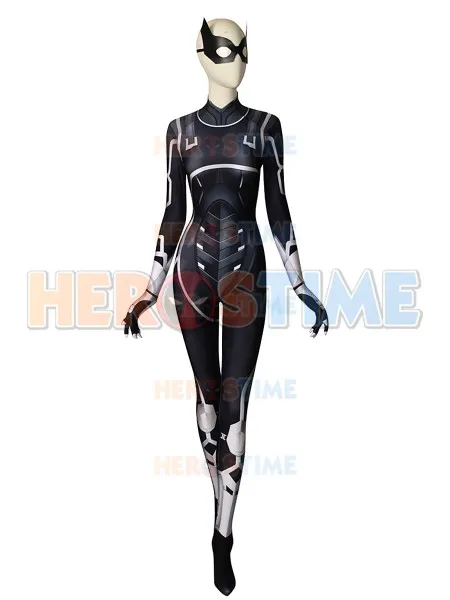 Костюм спайдермена Zentai черный костюм с 3d принтом героями мультфильма Heist Black Cat