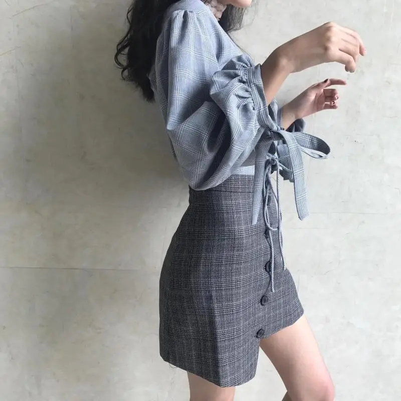 Kawaii Женская юбка выпускник в стиле Харадзюку стиль плед асимметричный мини юбки Saia школьная форма Faldas юбка женская