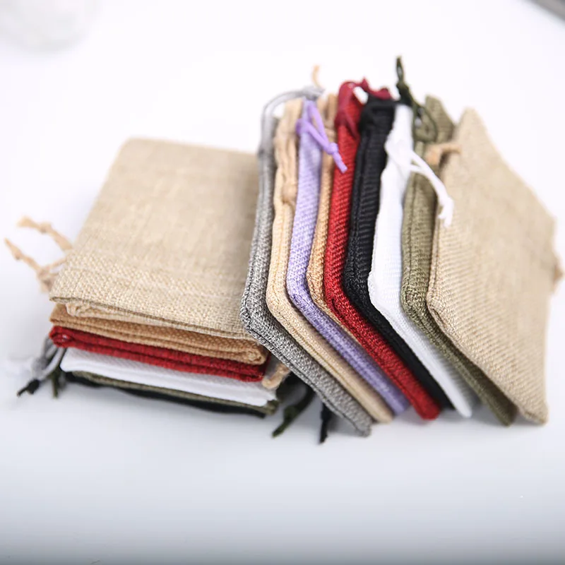 20piece 9*12cm Burlap Linen Bags Drawstring Gift Bags for Wedding Party Crafts Presents Snacks Jewelry Christmas Candy Pouch