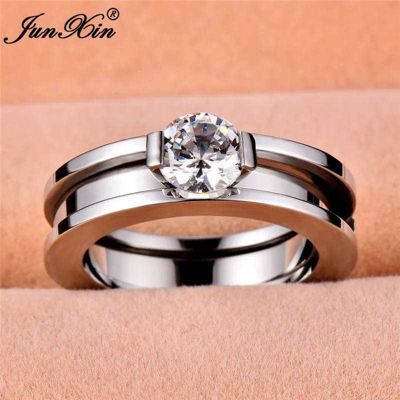 Роскошное женское серебряное Золотое кольцо с цирконием, винтажное обручальное кольцо из нержавеющей стали для женщин, модные свадебные ювелирные изделия