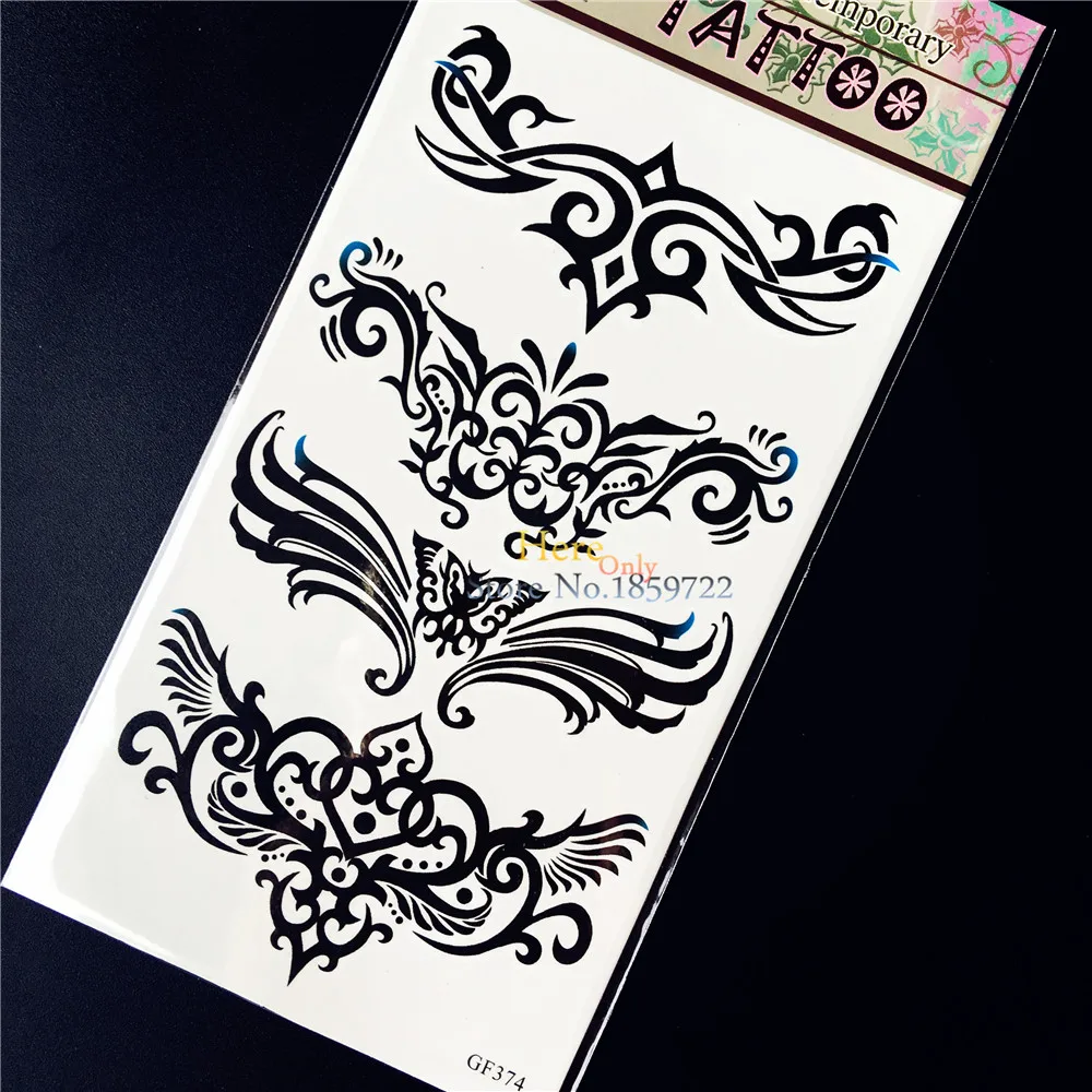 Online Shop Charms Hitam Bunga Henna Temporary Tattoo Sticker Online Shop Charms Hitam Bunga Henna Temporary Tattoo Sticker
