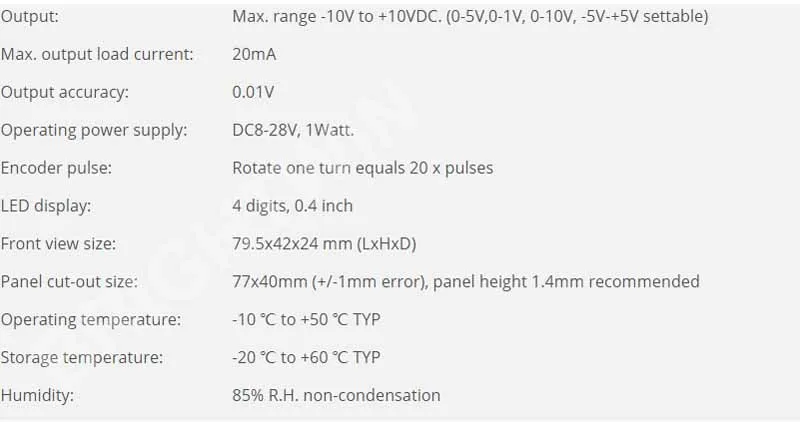 10V Voltage Generator parameters