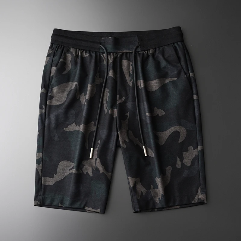 Мужские камуфляжные шорты Minglu черные повседневные спортивные с принтом