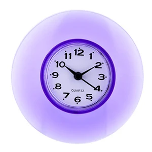 Purple 6 цветов синий фиолетовый красный зеленый желтый белый круглые настенные мини-часы на присоске водонепроницаемые домашнее украшение ванной комнаты - Цвет: Purple