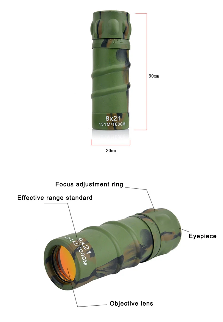 ArmyGreen HD 8X21 монокулярный телескоп HD мини открытый охотничий кемпинг прицелы с низким светильник ночного видения